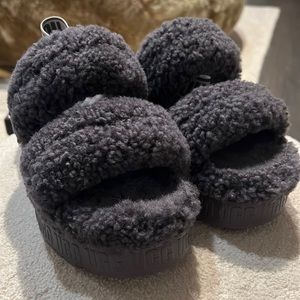 UGG OH FLUFFITA WOMENS SHEEPSKIN FLATFORM SLINGBACKS size 10